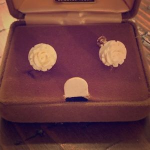 Genuine Ivory Rose Clip in Earrings by Carla